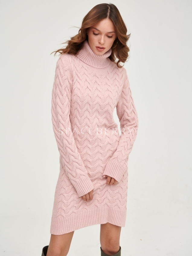 Женское теплое вечернее вязаное платье